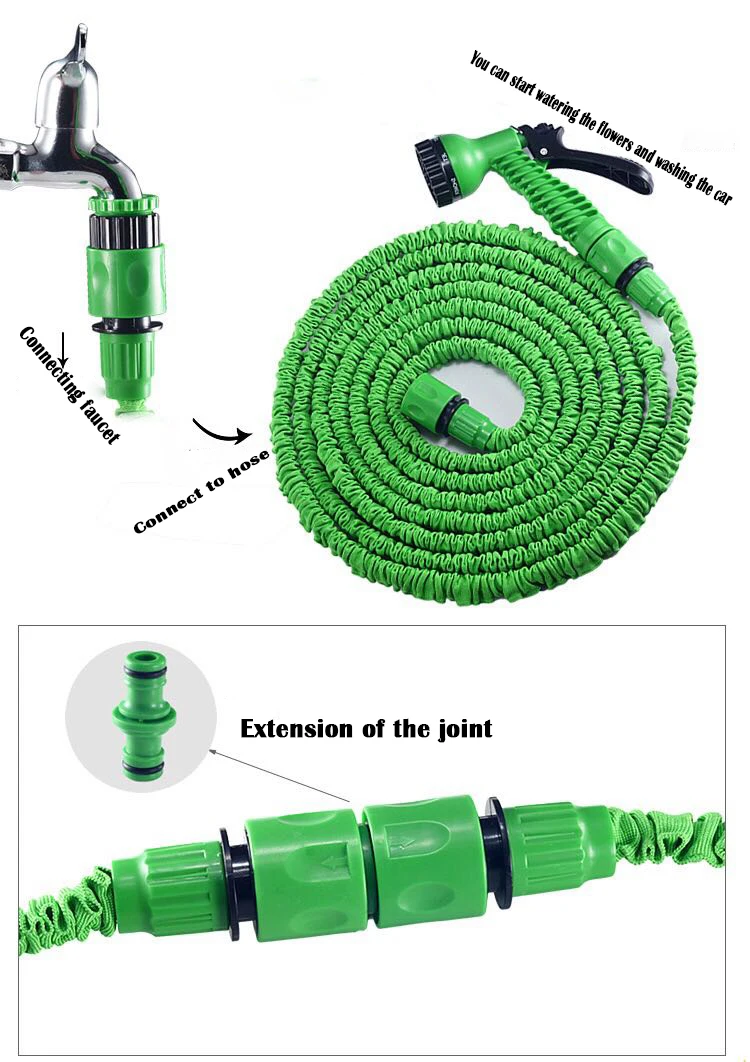 Expandable Magic Flexible Garden hose Water Hose 25 50 75 100 150 FT with Spray Nozzle 7 function gun