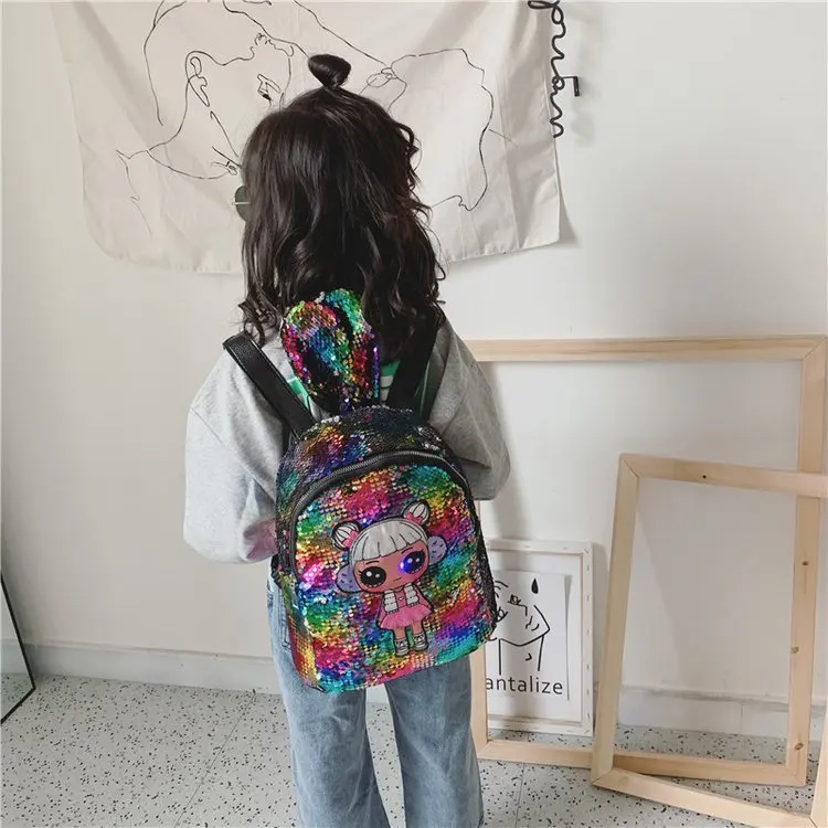 2020 Best Selling Personalised Cheap Girls Glitter Cartoon School Bags Trendy Backpack