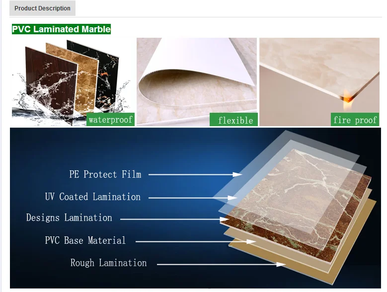 8*4ft Wooden Design Pvc Uv Sheet For Furniture &pvc Uv Panel For