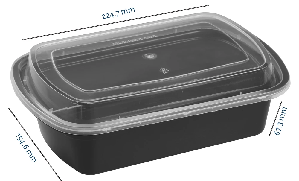 Tiya Takeout Food Containers - Plastic Compartment Storage To-Go Boxes - Reusable, Microwavable, Dishwasher Safe - Leak Proof for Restaurants and