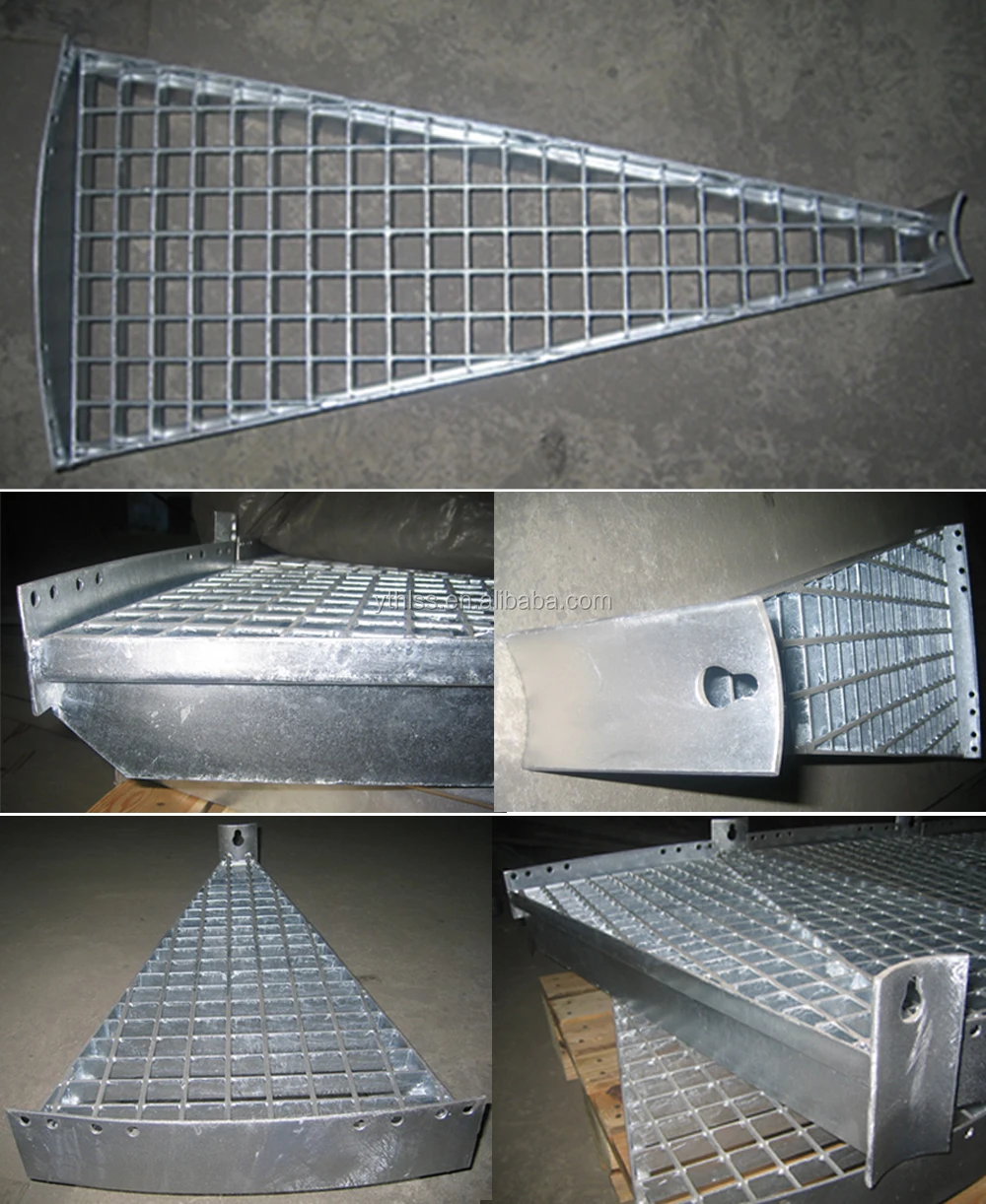 Outdoor Galvanized Spiral Staircase / HDG Spiral Steel Stair Tread Grating