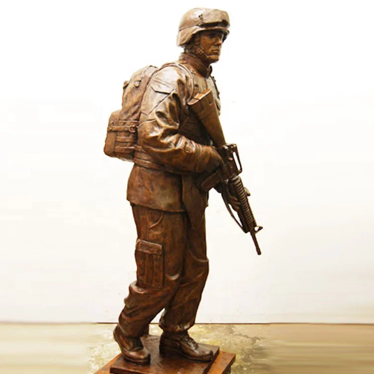 Customized Life Size Bronze Military Sculpture Soldier Statue For Sale