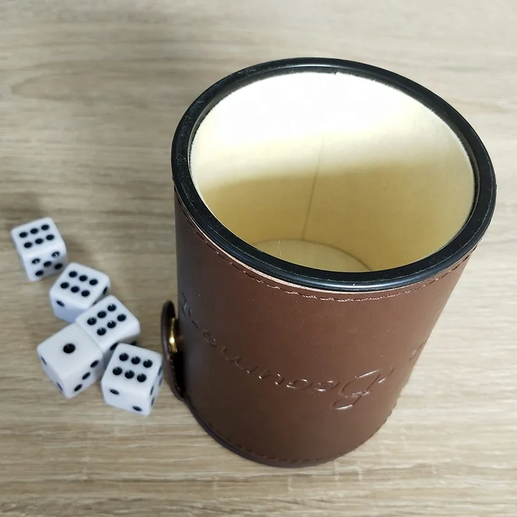Juegos De Bar Real Cuero Genuino Poker Casino Coctelera Taza de Dados