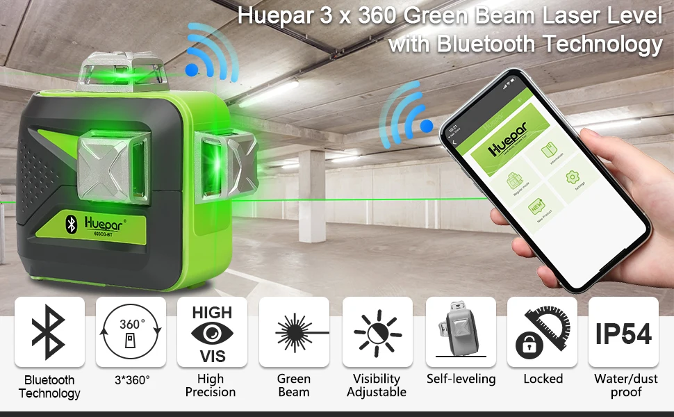 Niveau Laser Bluetooth Huepar 603CG-BT