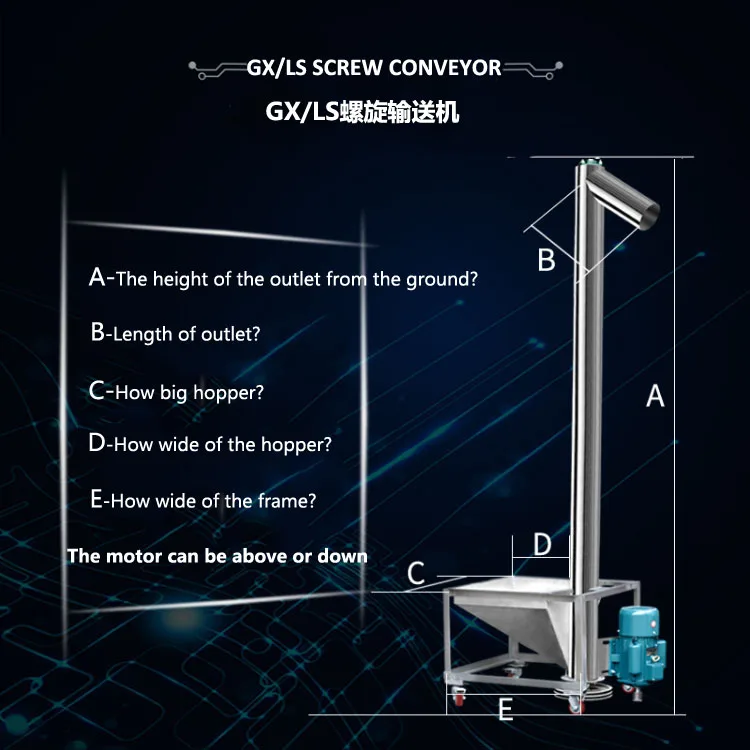 Flexible helix cement auger vertical screw conveyors for grain 