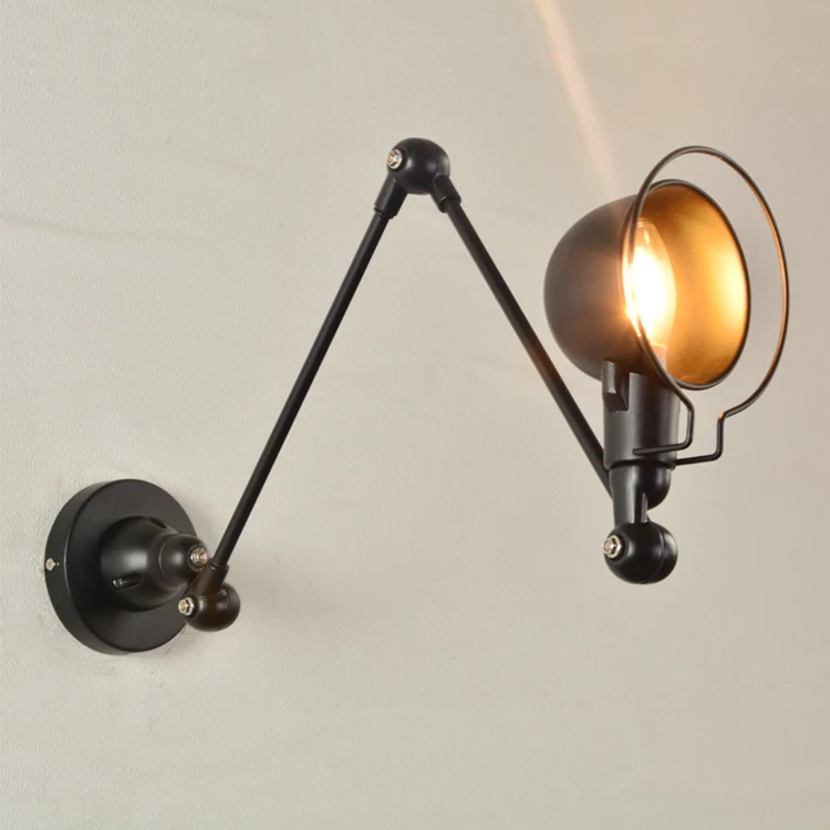 High Quality light fixtures industrial loft style lamp bedside E27 led wall light adjustable