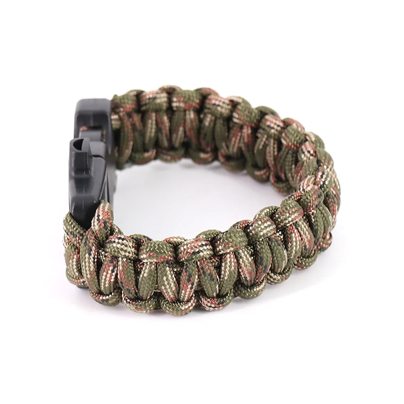 Outdoor Whistle Style Camouflage Camo Plastic Survival Bracelet For 