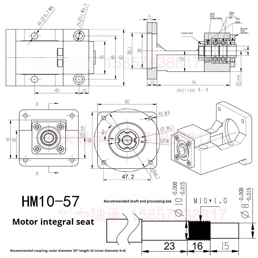 product hd cast iron motor integrated base ball screw slide module bearing support base 57 stepper 60 servo hm stepper reducer 100mm-14