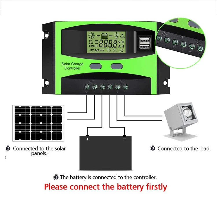 China 12v 24v 48v Pmw Solar Panel 10a Hybrid Pwm Manual Lithium Charge ...