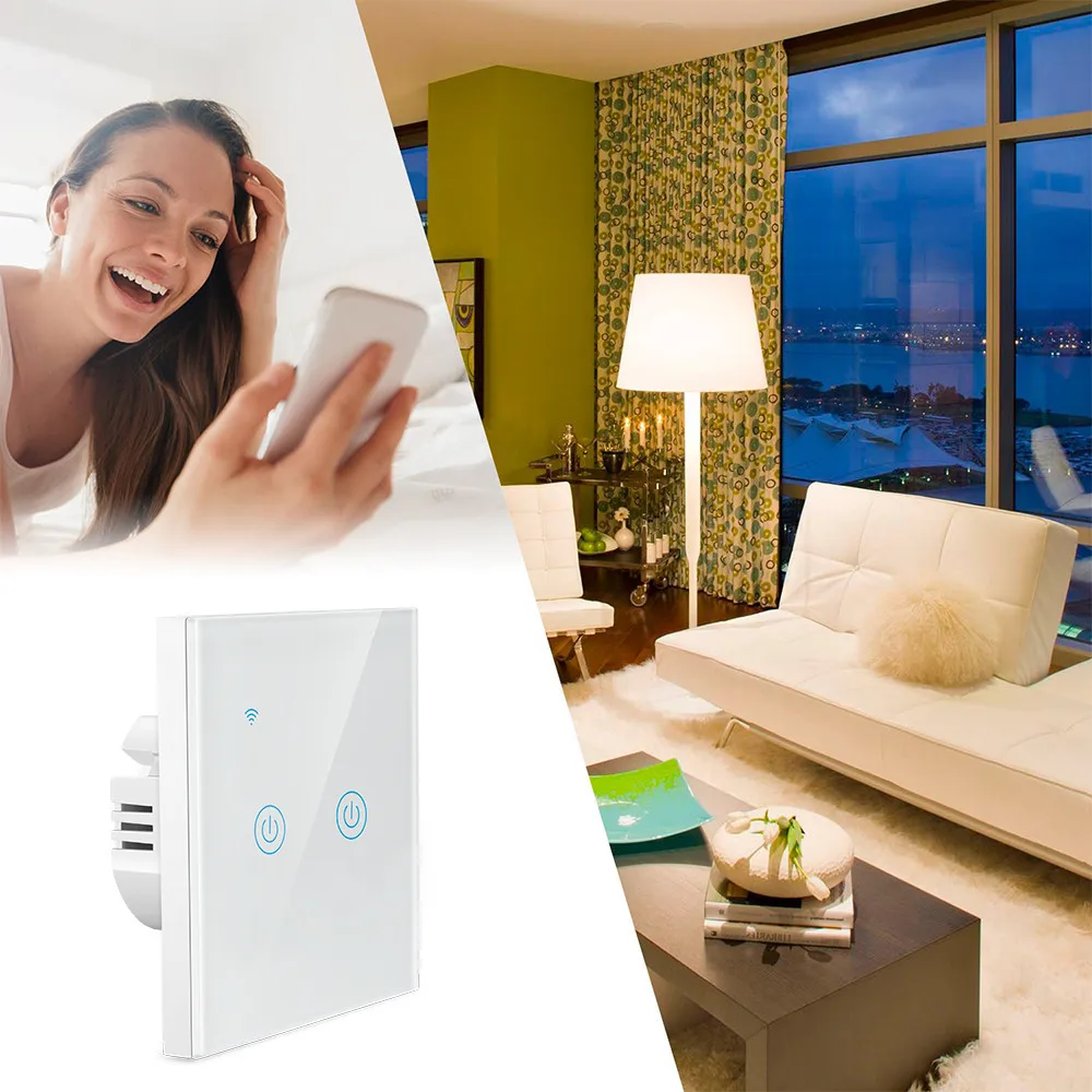 2GANG Switch/Smart Wireless Light Switch Zigbee Touch Switch Compatible with Alexa/GoogleHome/IFTTT - ANKUX.COM