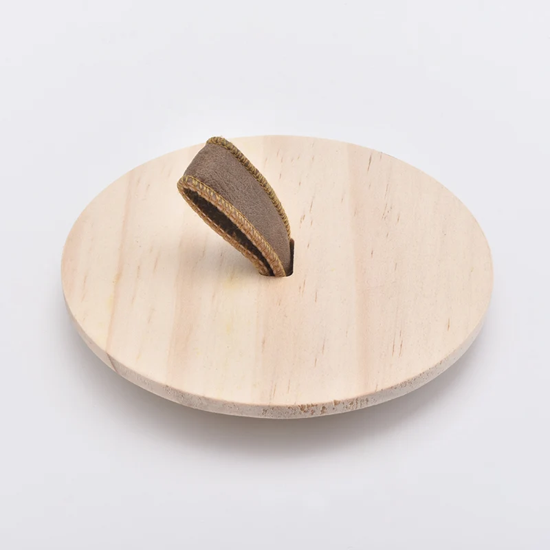 Wood Lid for Candle Jars with Leather Lifter Wholesales