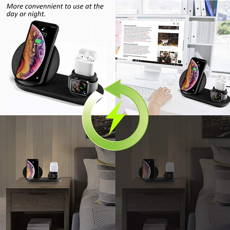 10W Fast Wireless Charger, New 3 In 1 Wireless Charger for iPhone Smartphone Apple Watch with CE,FCC,ROHS Certificate