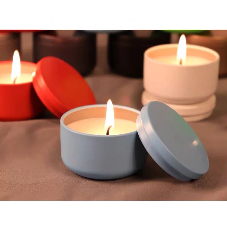 Fancy Solid Color 2oz Small Metal Scented Aromatherapy Round Gold Tin