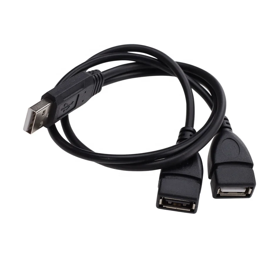 Usb 2.0 A 1male Plug To 2 Female Socket Extension Cable Data Line Power ...