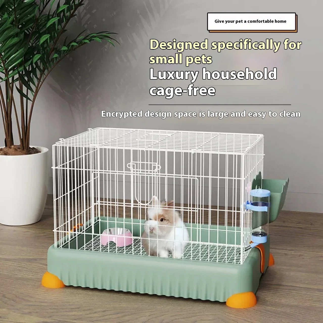 Image showcasing Bear & Rabbit Luxury Home Pet Cages - Anti-Spray & Eco-friendly