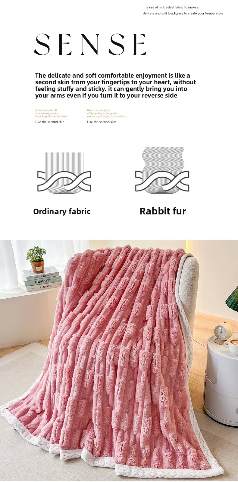 Imitation Fur Rabbit Plush Blanket Bamboo Knot Flannel Throw for Home Printed Milk Velvet Sofa Air Conditioning Bed Blankets