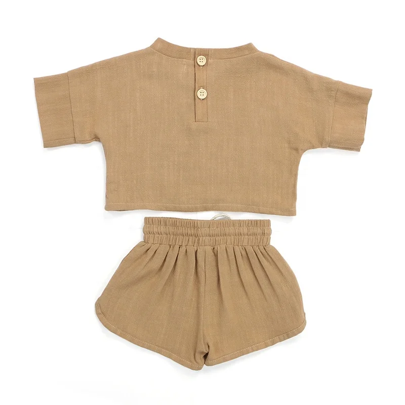 Wholesale Linen Solid Color Outfits Girl Clothing Clothes Infant Girls ...