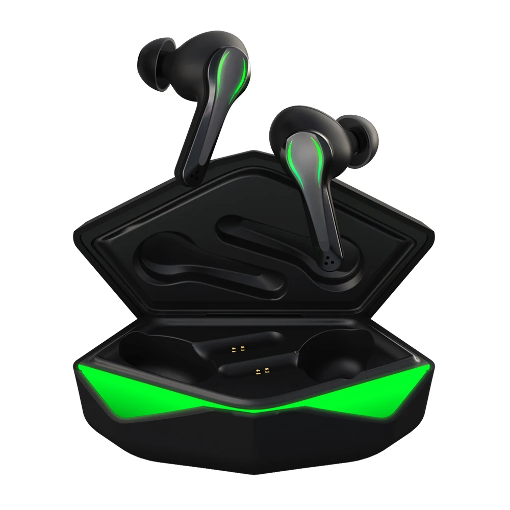 GT02 Low Latency Gaming Bluetooth 5.0 Headset TWS Earbud Gaming TWS Headset with Cool Led Light