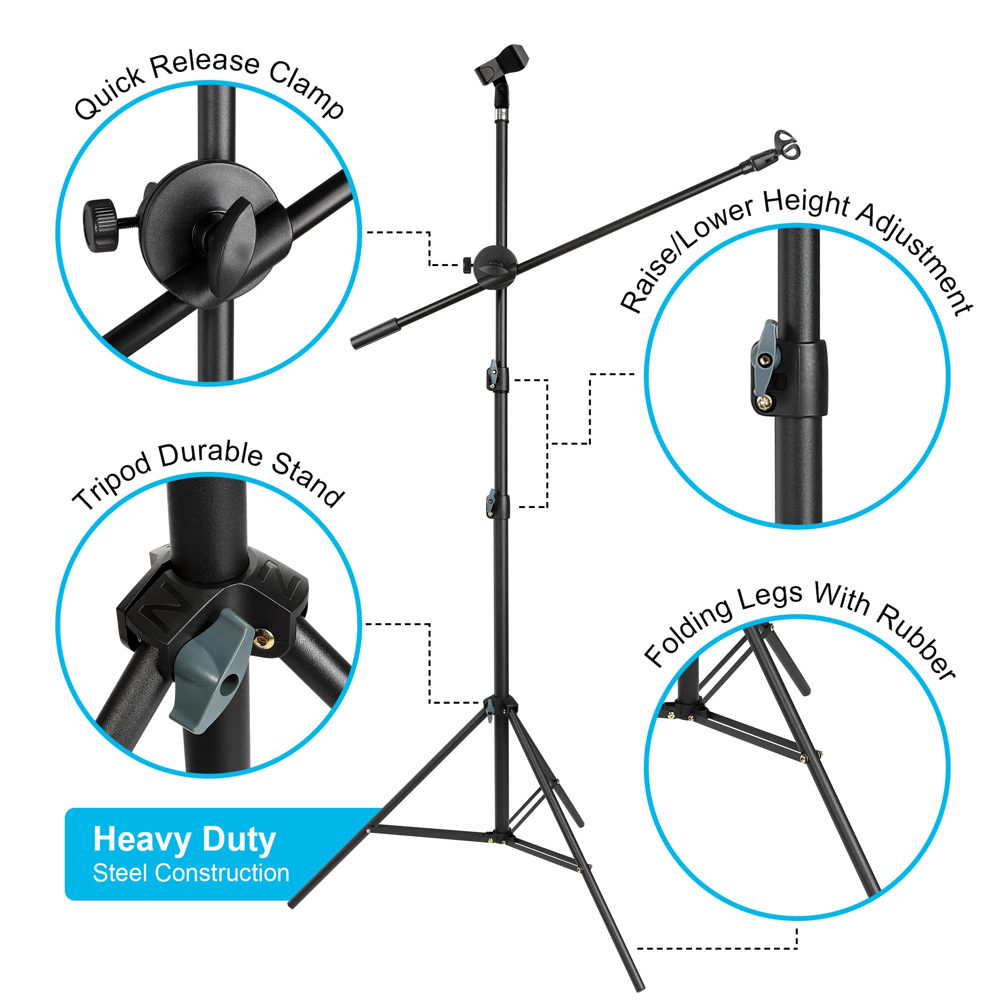 New Height Adjustable Custom Microphone Stand Metal Studio Mic Stand