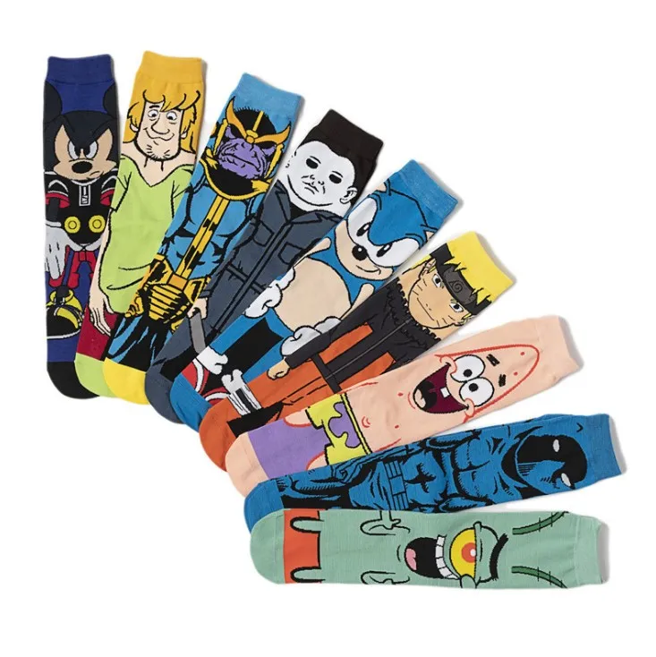 Men Socks Cartoon Hip Hop Men's Large Size Socks Funny Comfortable