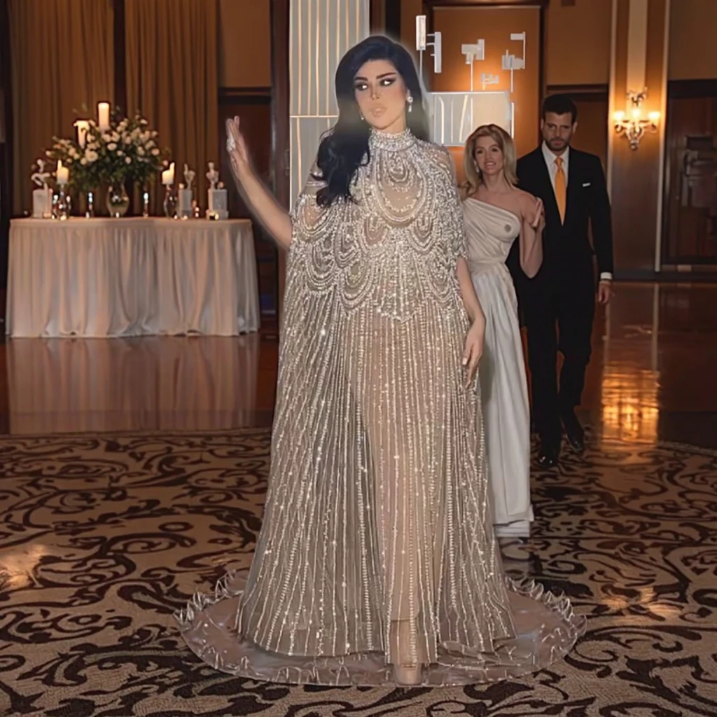 arabic kaftan evening dresses Designer Arabian Kaftan Golden Embroidered Party Dress Maxim Creation