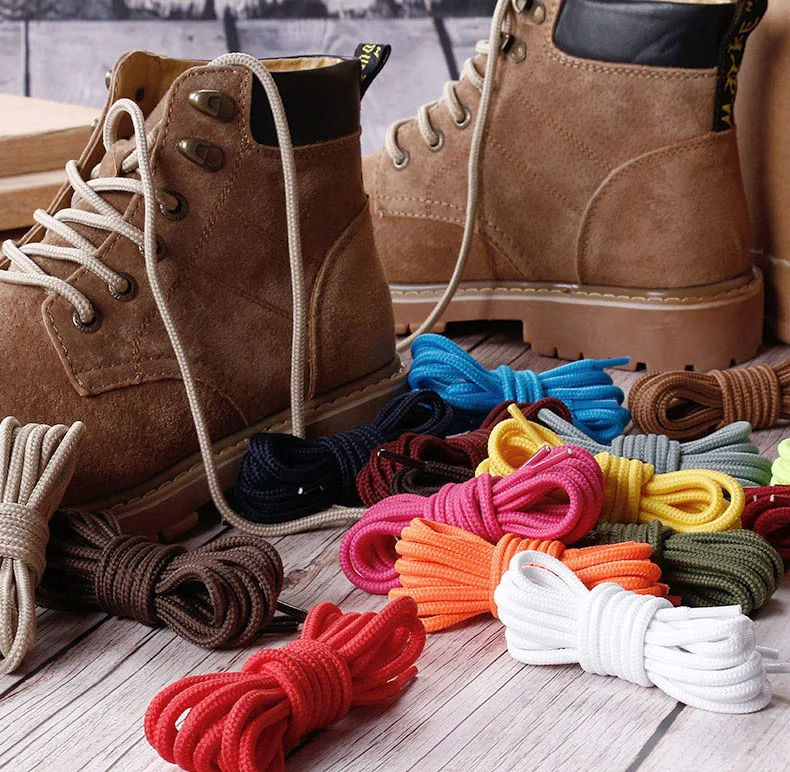 Swissly Cordones redondos para zapatos de trabajo y trekking diámetro de aprox longitudes de 70-220 cm 100% poliéster 4,5 mm 