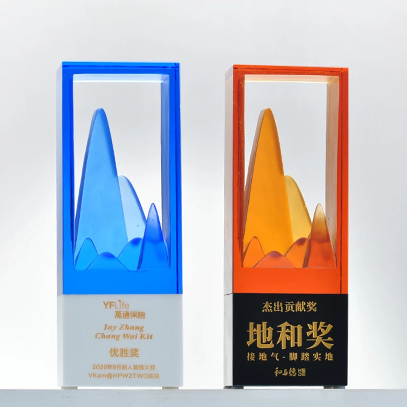 Wholesale K9 Crystal Star Award Trophy Customizable Logo Colored Glaze Cube Shaped Glass Decorative Gift for Souvenir details