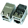 100Base-T through hole tab up RJ45 + USB Modular Jack RJ45 Connector HR981190C