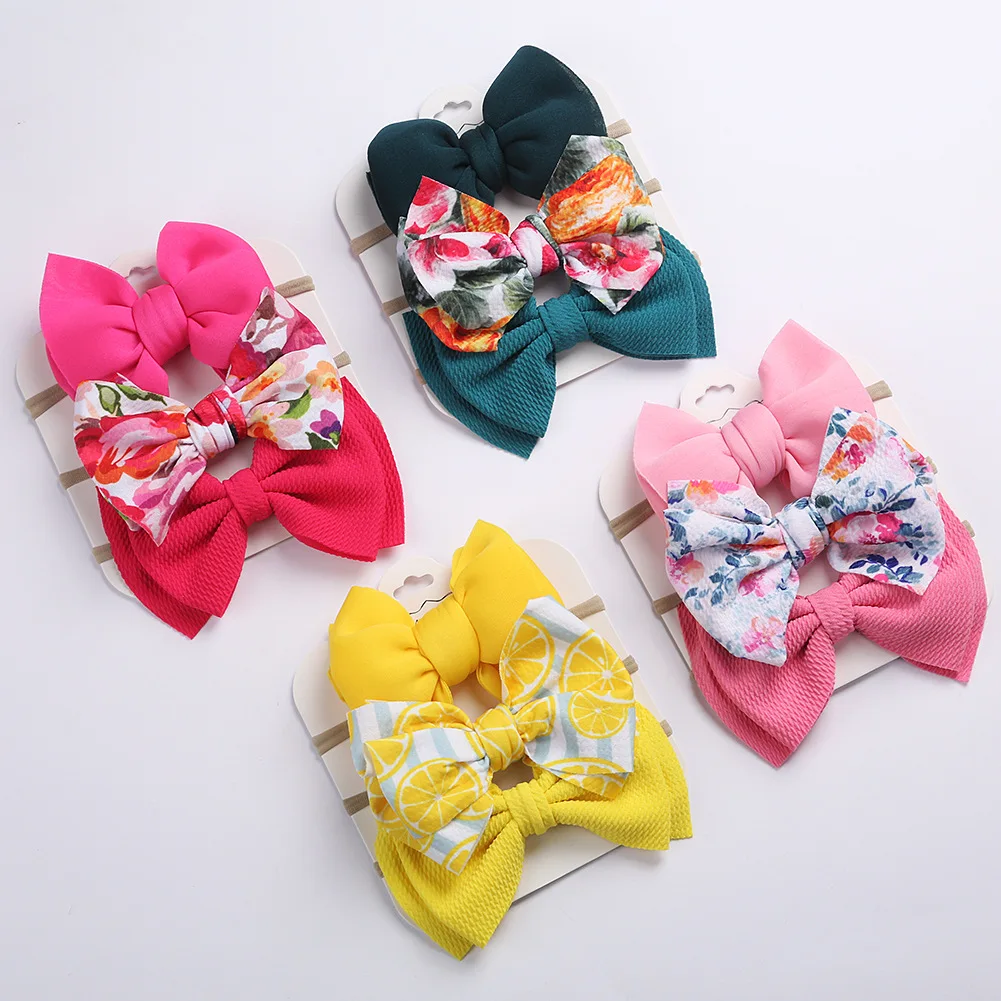 CN_ 3Pcs/Set Baby Girls Lovely Flower Bowknot Elastic Headband Headwear Effici 