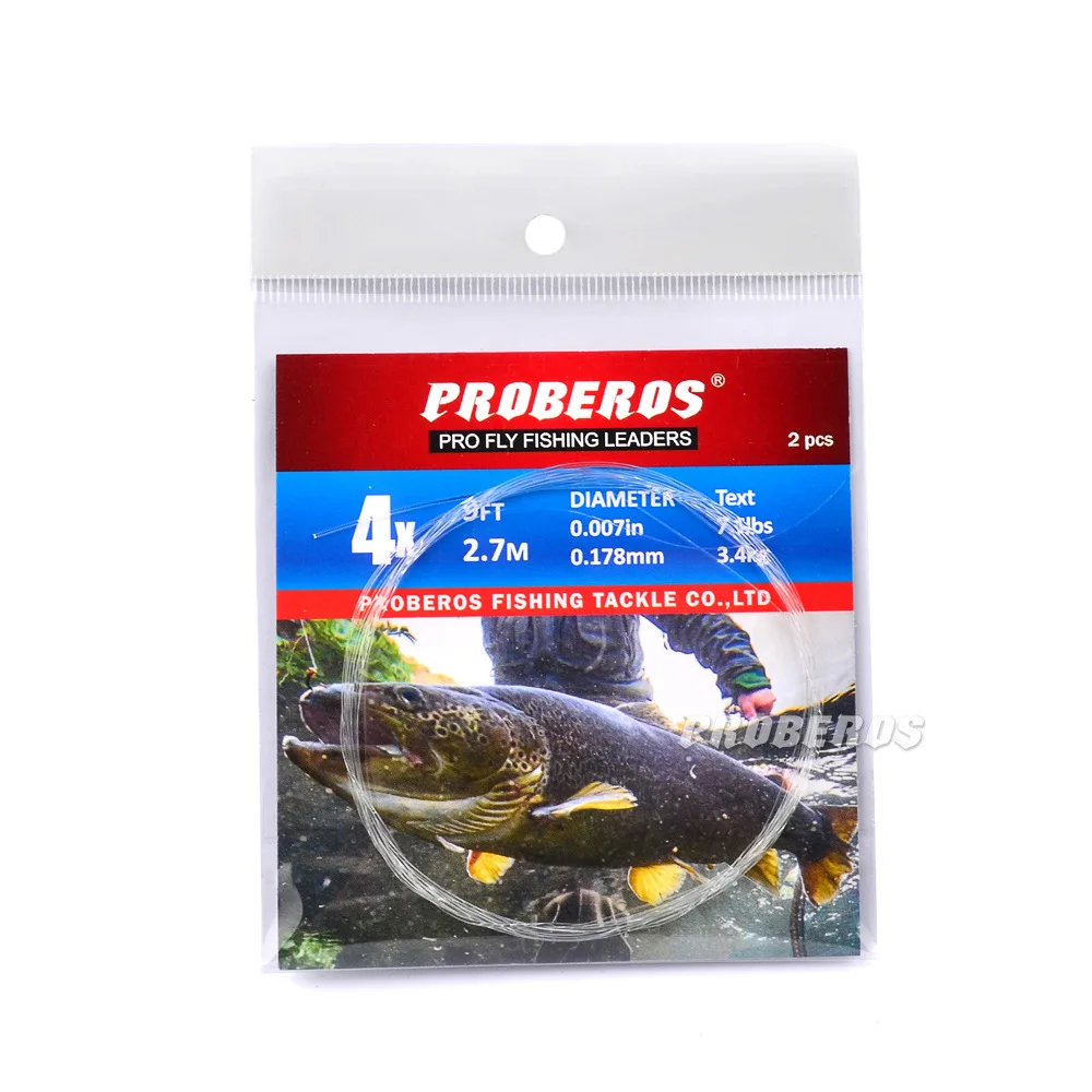 2 Pieces Tapered Leader Sinking Carp Clear Nylon Fishing Line Pro Fly