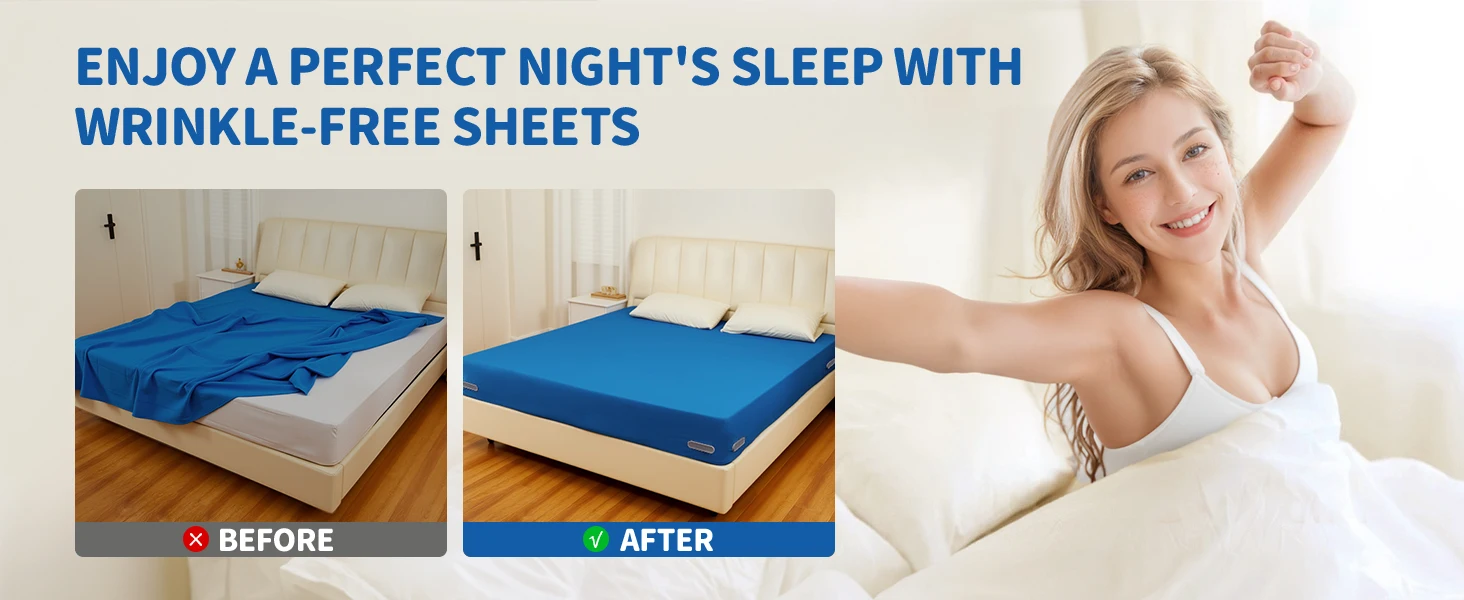 Bed Sheet Holder With Lock Strips - Heavy Duty Sheet Clips, Open Corner Design, Keep Fitted Sheets Tight