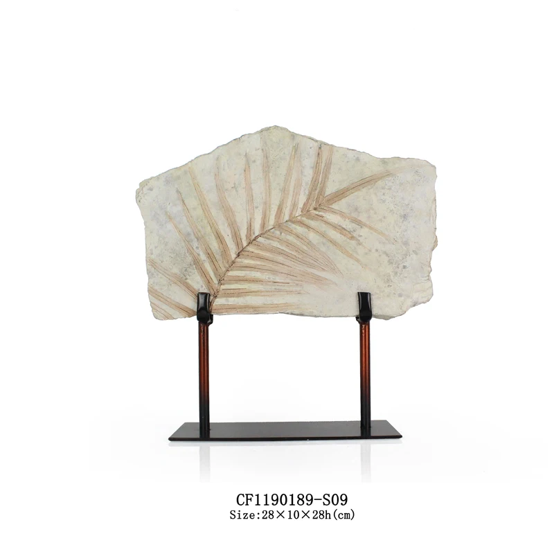 2024 New Design Wholesales Resin imitation Leaves Fossil Statue Tabletop For Home Decor supplier