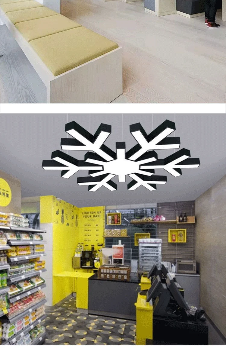 product customizable creative snowflake led modeling lamp special shaped chandelier for billiard room internet cafe shopping mall-9