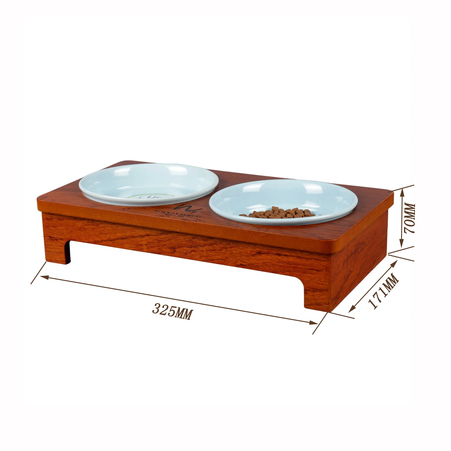 Customized Wooden Pet Feeder Double Bowl Raised Stand For Cats And Dogs