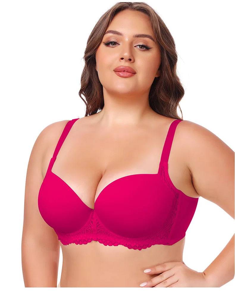 Cross-Border Large Size Bras Anti-Sagging & Breathable V2109005 Model with Steel Ring & Gathered Cups for Large Chest Wholesale