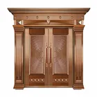 Luxury gold commercial copper patio door double arch entry door