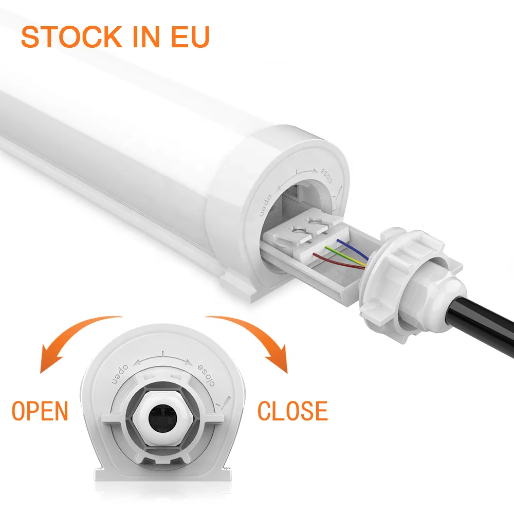 Easy wiring Linkable CE CB IP65 IK08 led tri-proof tri proof  triproof light vapor-tight fixture