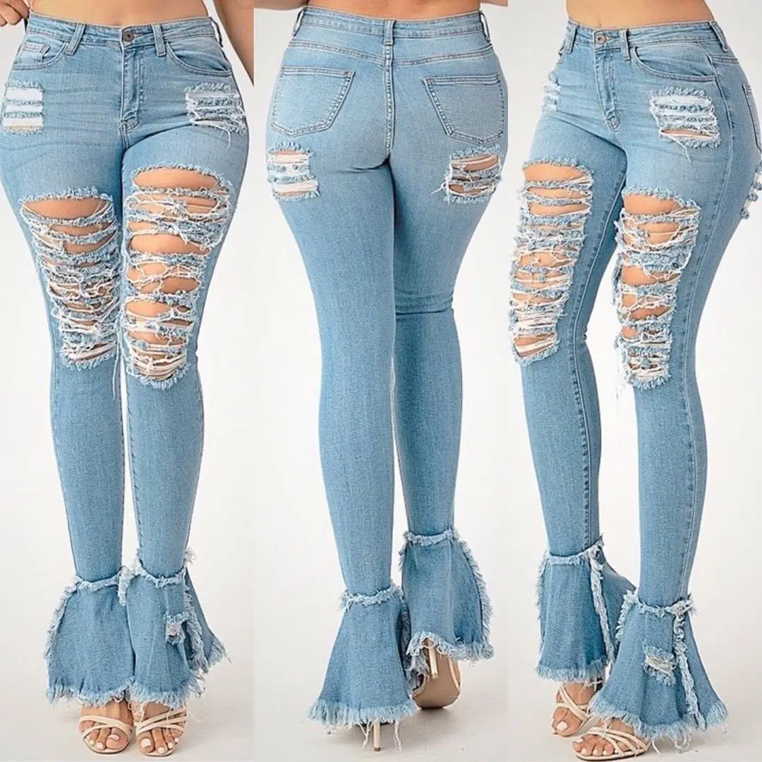 women stacked jeans