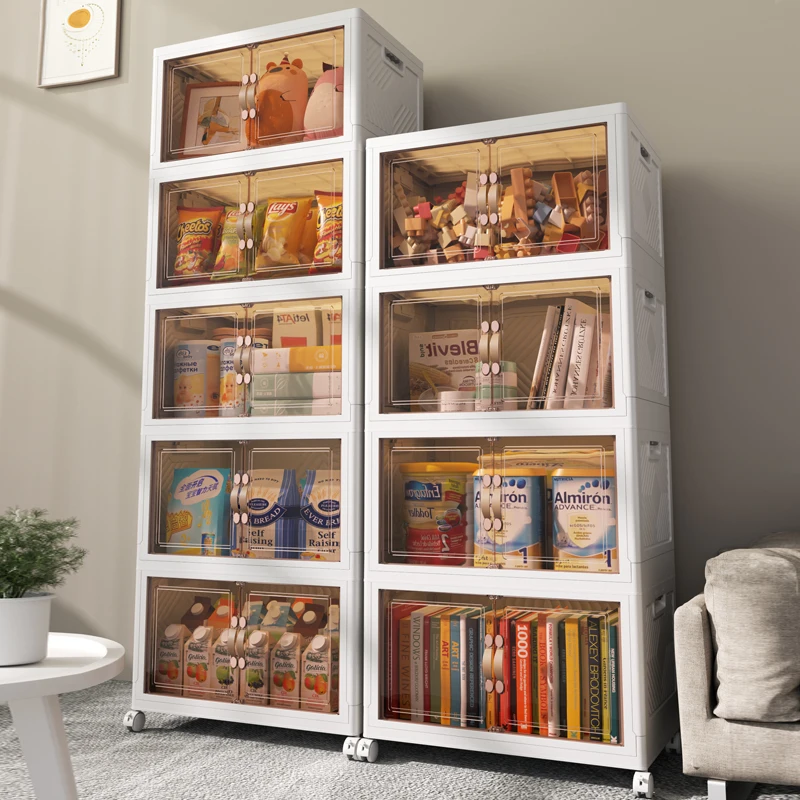 Folding Food Storage Cabinet Living Room Clear Plastic Folding Storage ...