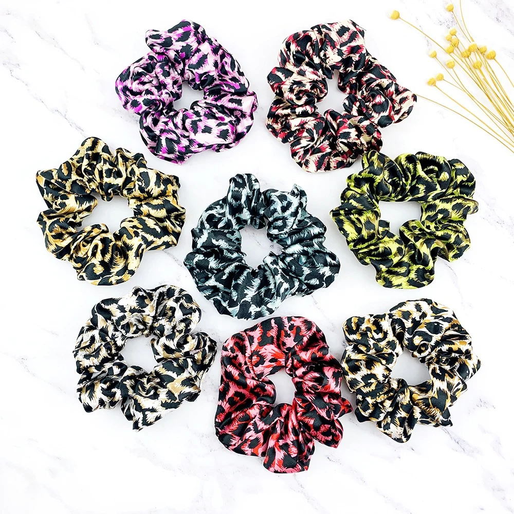 
New Fashion Women Hair Accessories Elastic Bands Animal Leopard Point Print Scrunchies Zipper Scrunchies 