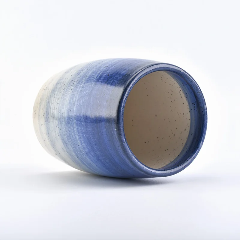 Wholesale Speckled Blue Ceramic Candle Holder Home Decoration