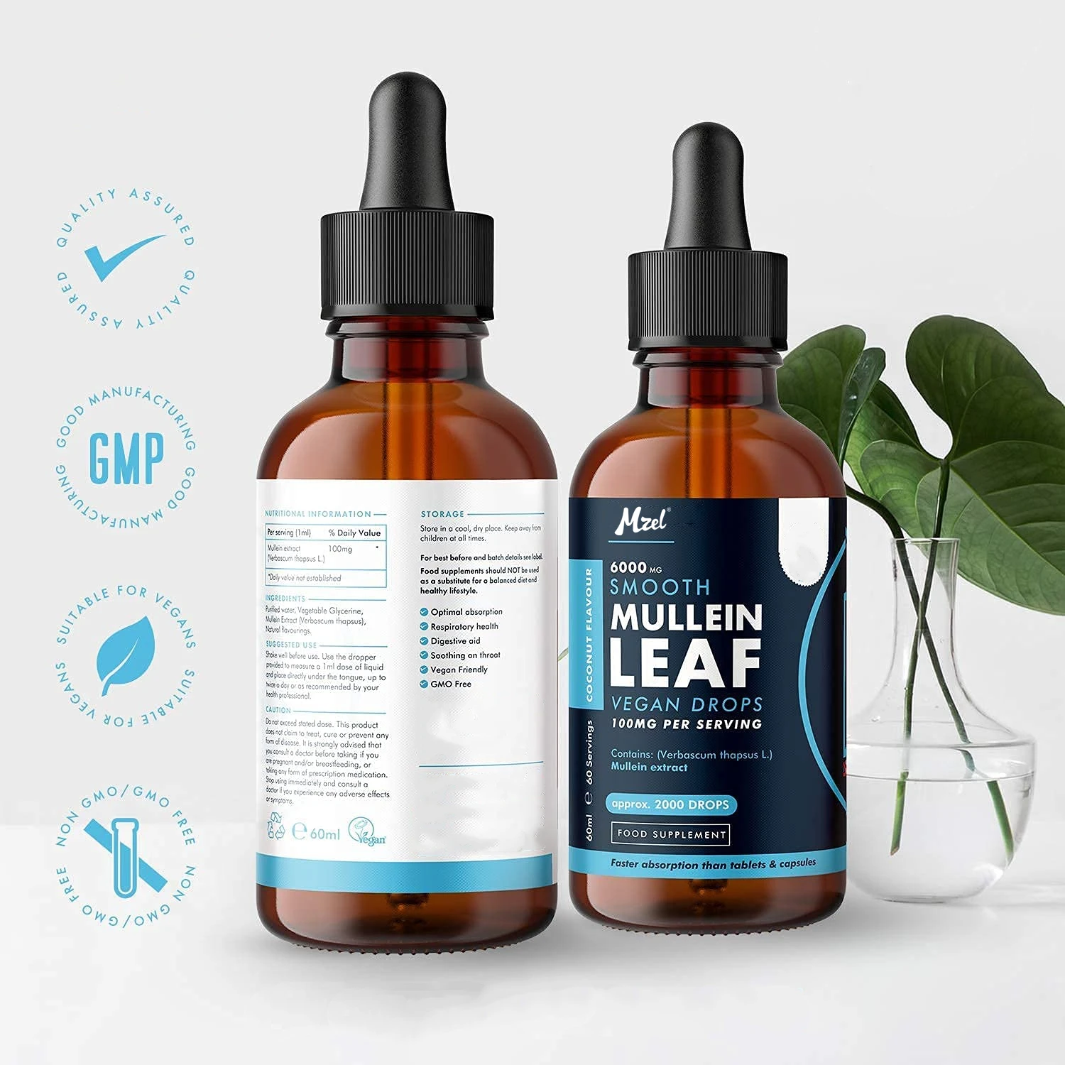 Oem Private Label Natural Organic Mullein Leaf Liquid Extract Drops 