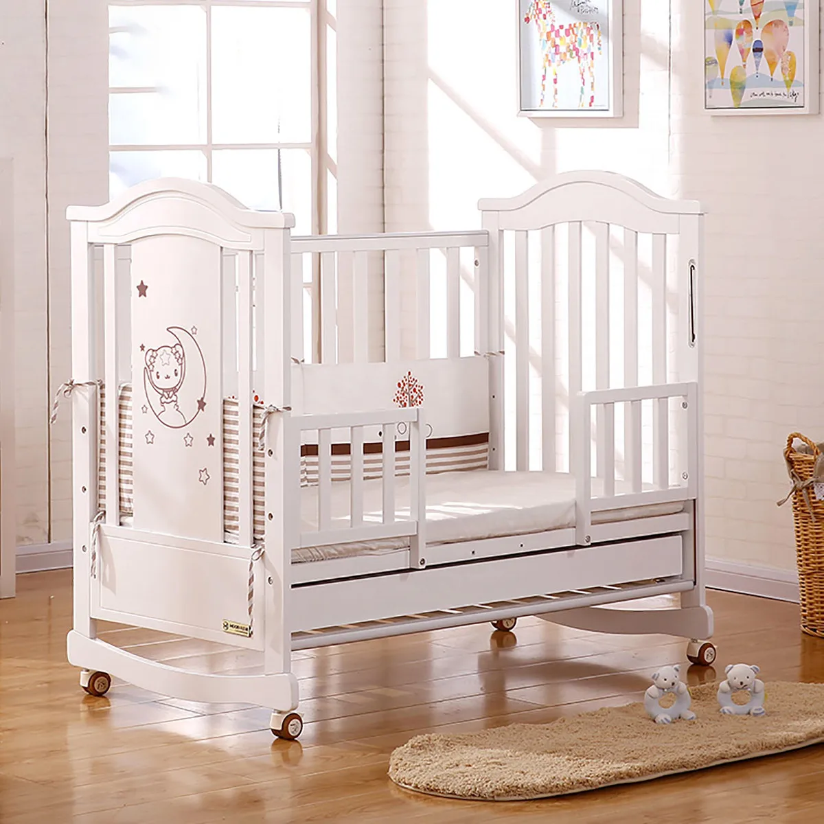 Modern Multifunction Wood Baby Cot With Drawers Baby Sleeping Bed - Buy ...