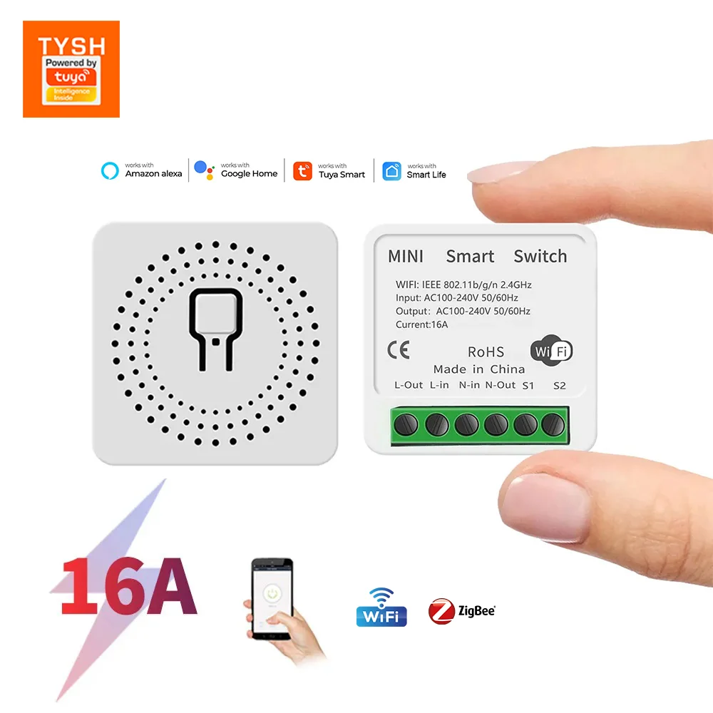 Tysh 16a Smart Circuit Breaker Two Way Module Switch Interruptor Electric Circuit Switch Tuya