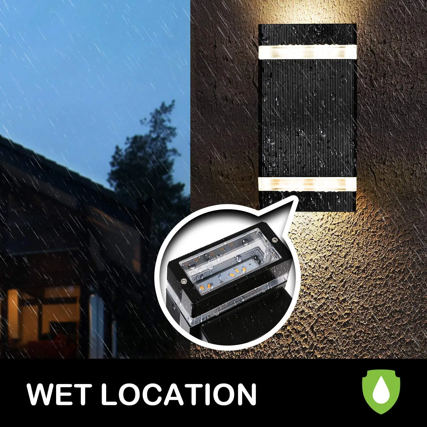 LED Square up down Wall Light - Aluminum Sconce for Outdoor