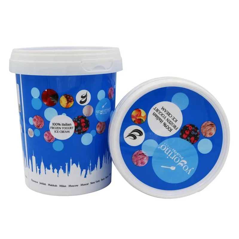 500ml Customized Iml Clear Plastic Ice Cream Container With Tamper