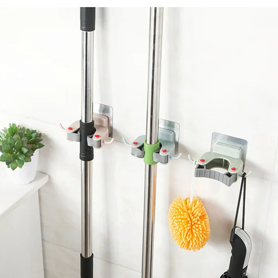 Broom Holder Broom Hanger Storage Rack Organizer Clips Clamping Fixed