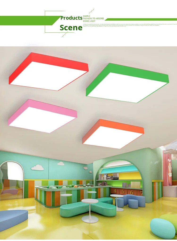 product color led square pendant light for gyms shopping malls supermarkets kindergartens industrial style creative shape lamp-5