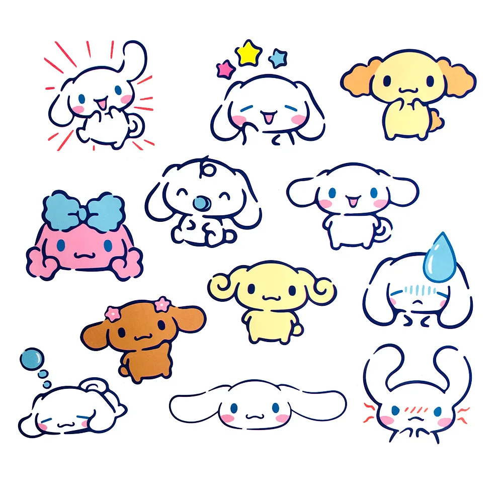 38pcs/袋可爱卡通动物大耳狗涂鸦贴纸行李笔记本电脑头盔防水贴纸