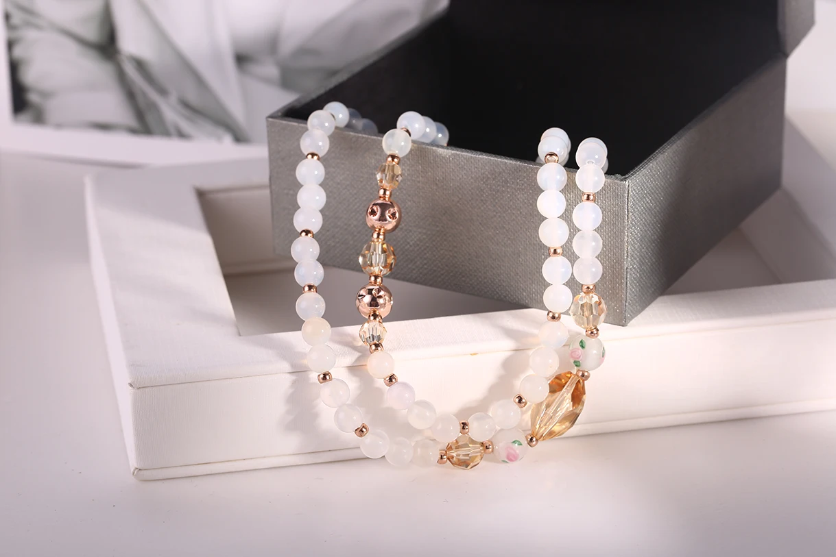 Glass bead bracelet High quality stone jewelry factory lady gift beaded bracelet(图1)